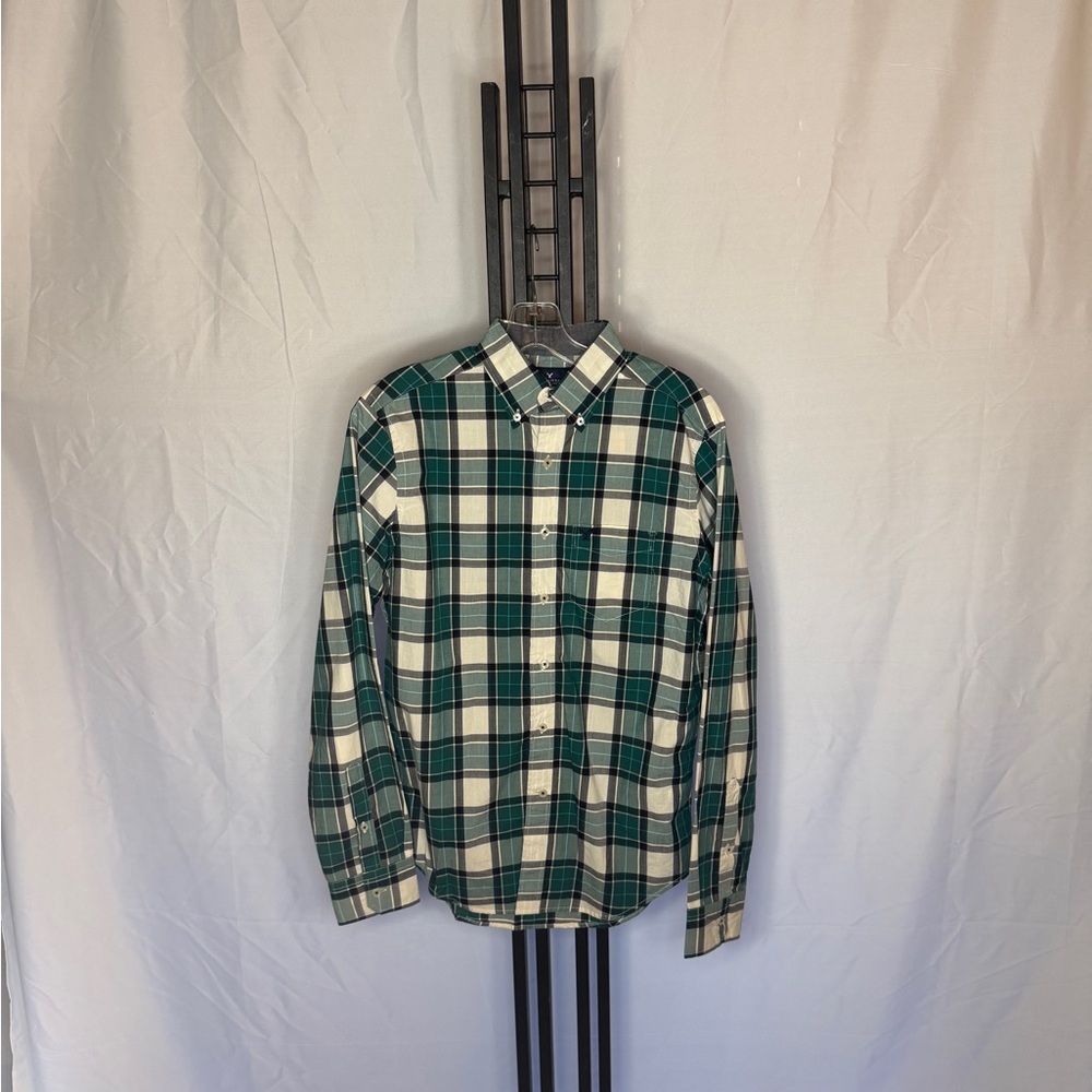 American Eagle Outfitters Plaid Green‎ and White Shirt